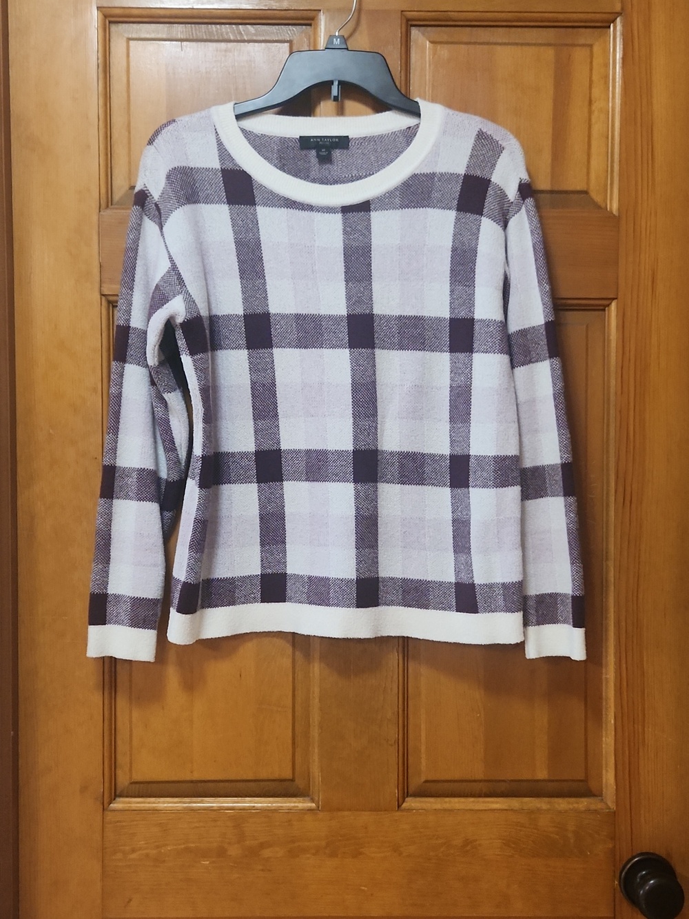 Ann Taylor Burgundy/Cream Sweater, Women's Size Petite Medium, GUC